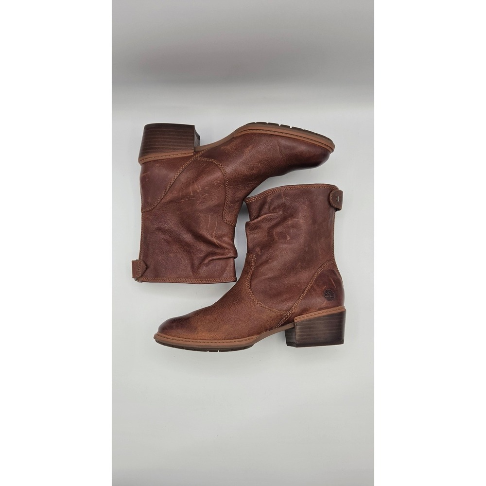 Timberland Sutherlin Bay Women's Boots 7.5 Brown Leather Slouch Zip A1SDE - Picture 4 of 13
